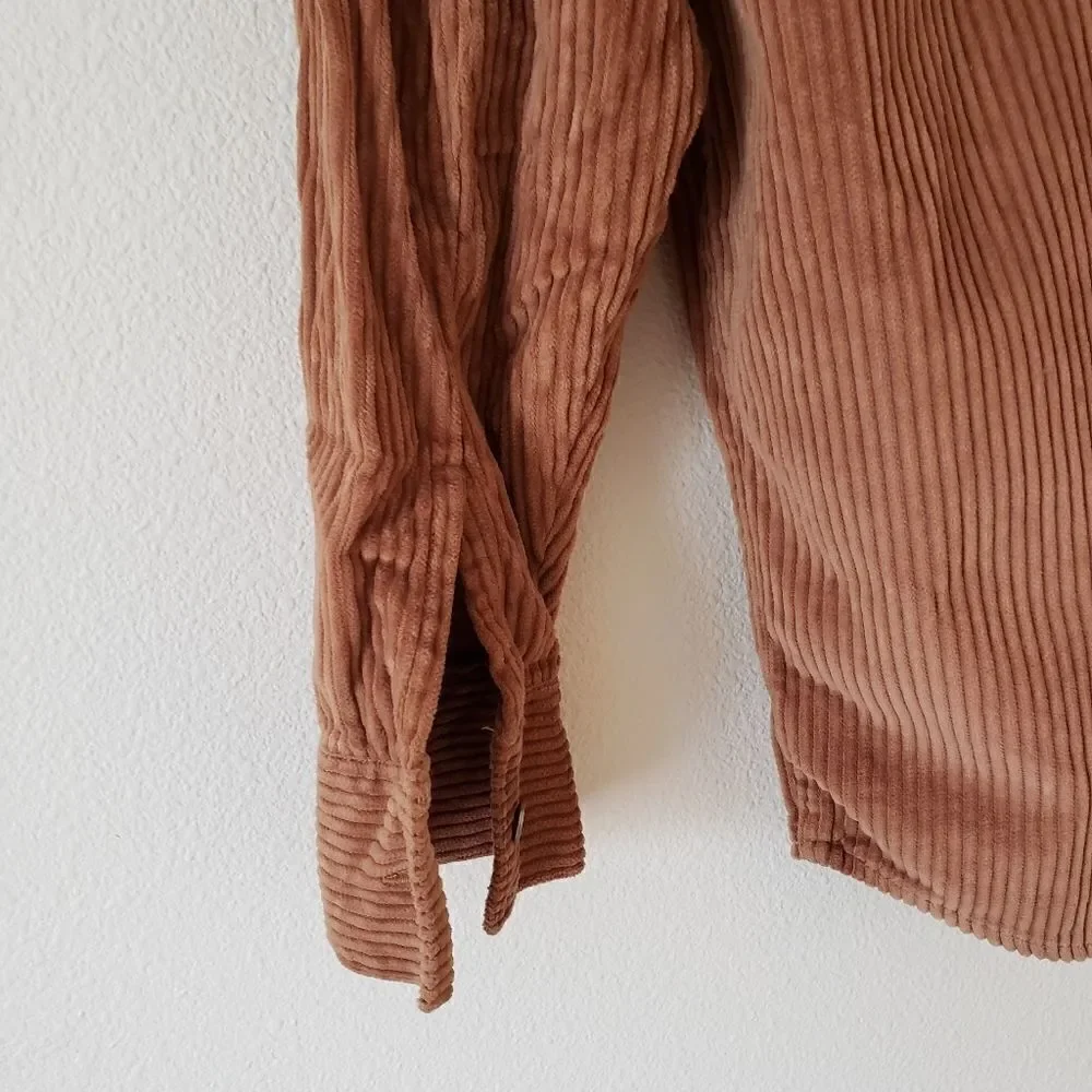 Treasure & Bond Corduroy Button Front Hoodie (Big Boys) Brown Dijon/XL